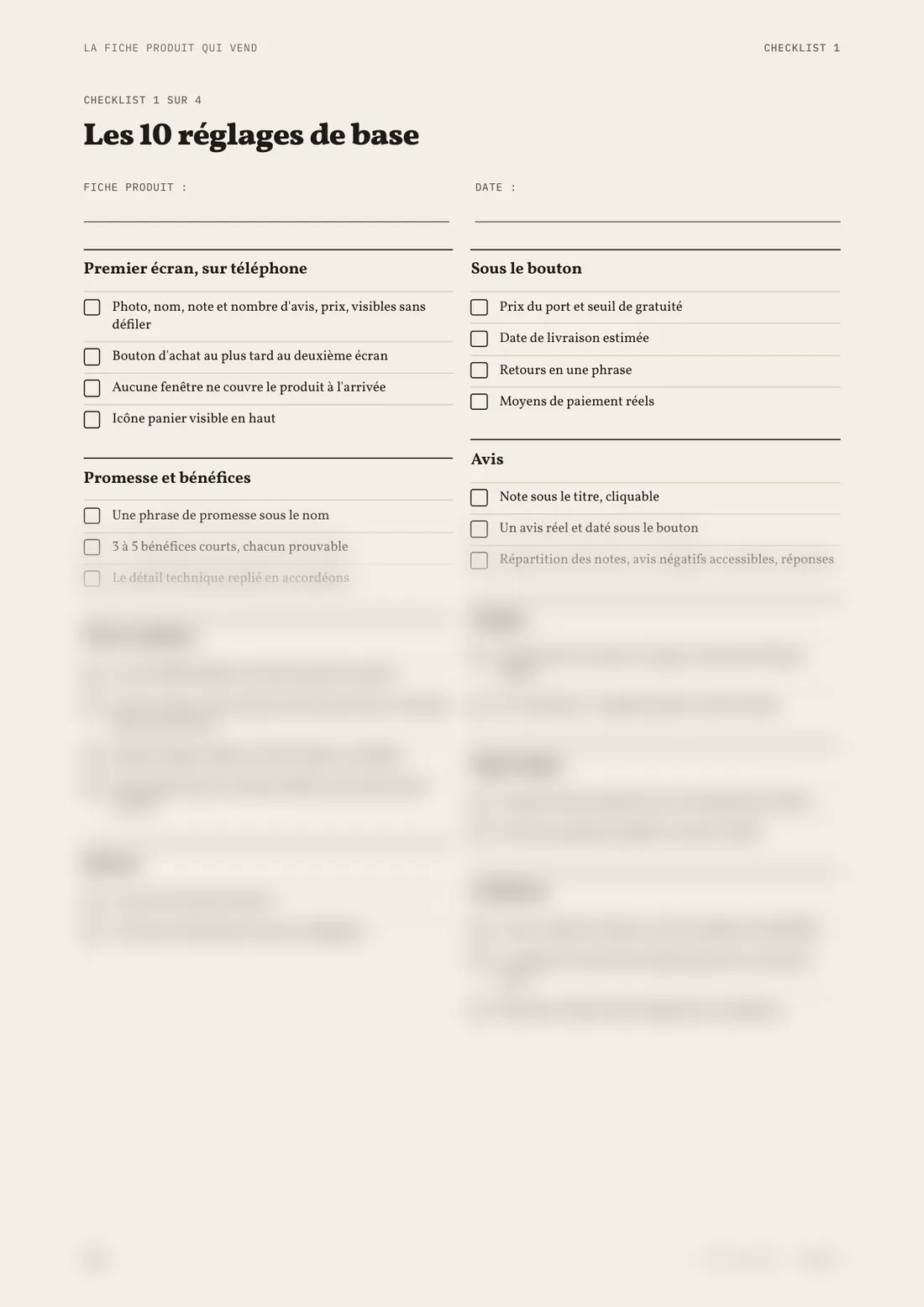 Page 100 : la checklist des 10 réglages