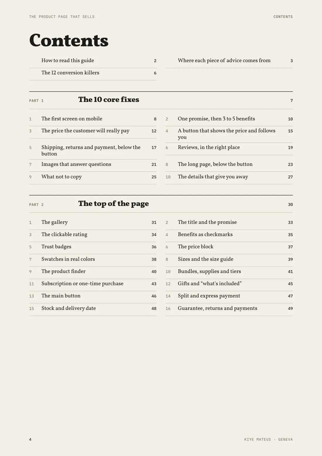 Page 4: contents of the 53 modules