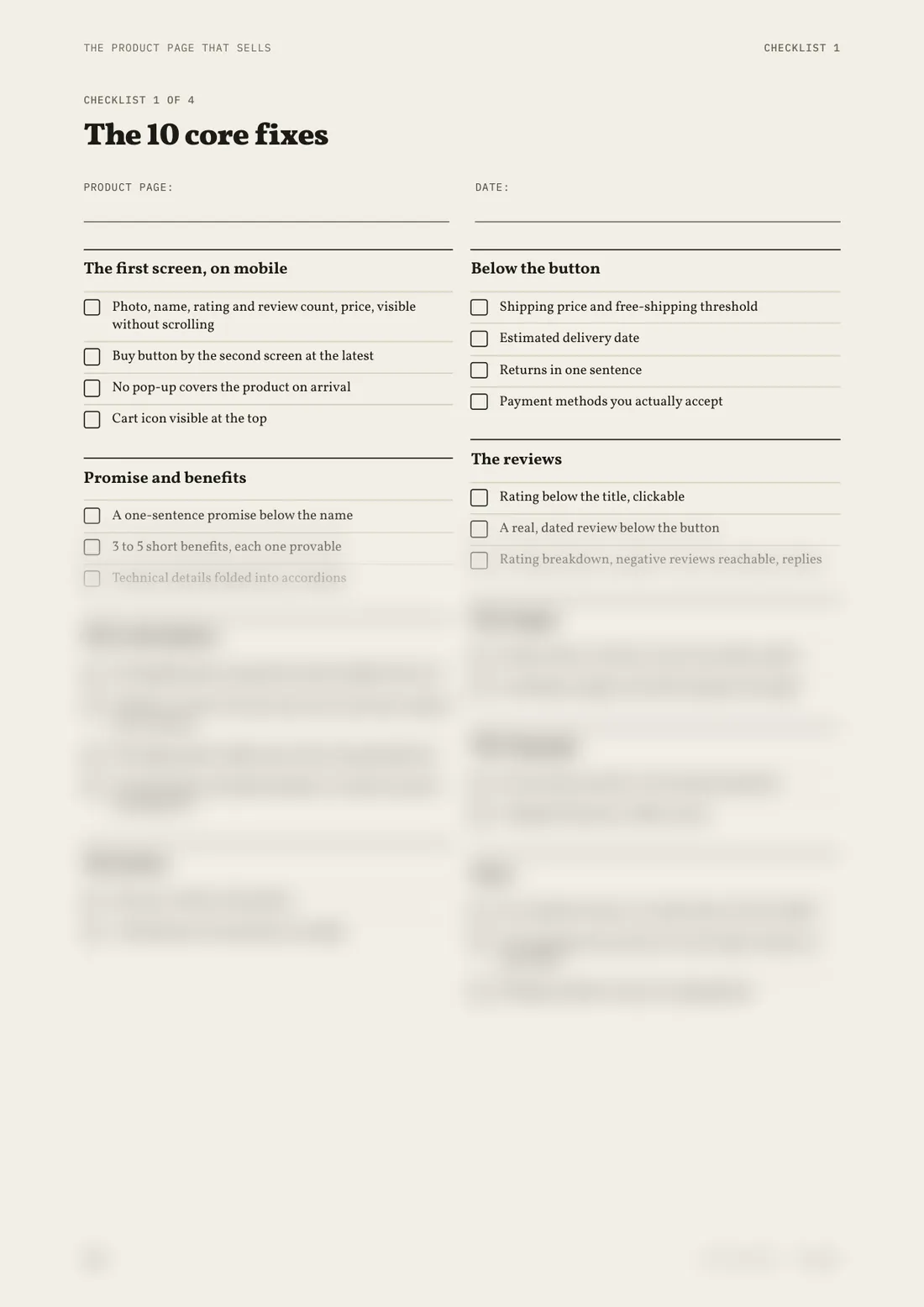 Page 100: the checklist of the 10 core fixes